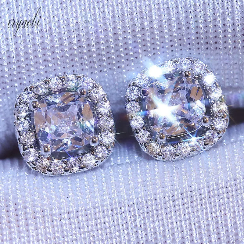 Luxury Four-claw Earrings for Women Full of Zircon Simple Square Nails Wedding Party Anniversary Jewelry | Украшения и аксессуары