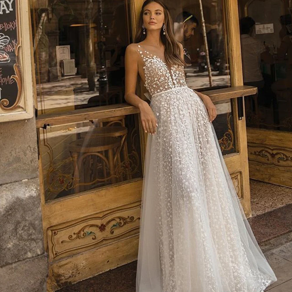 

Dioflyusa White V Neck Sleeveless Crochet Tulle Hollow Sexy Backless Long Woman Engagement Prom Cocktail Party Evening Dress