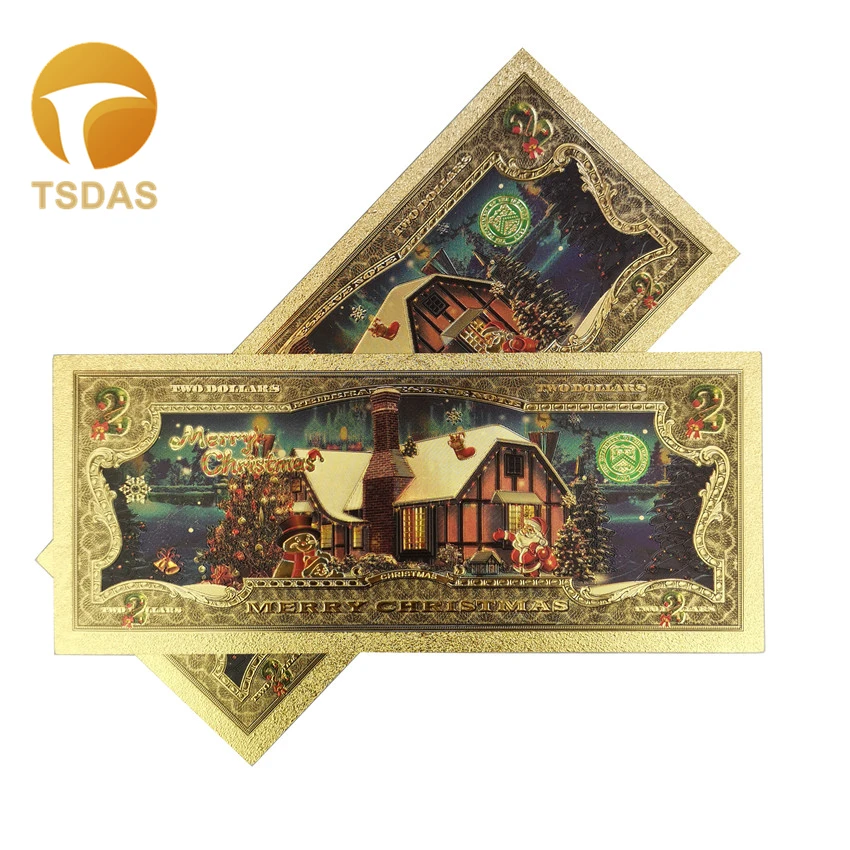 100 шт./компл. банкноты из золотой фольги с Санта-Клаусом красочные 1 доллар США