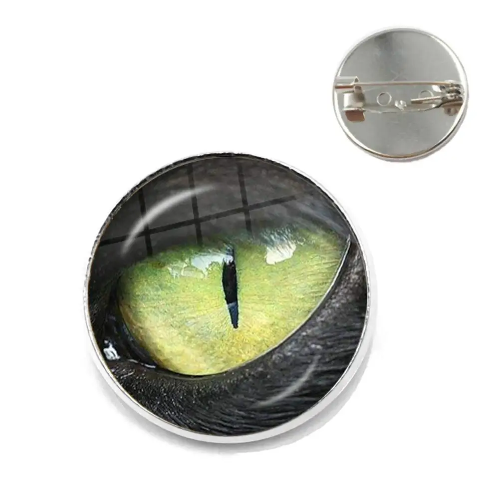 Броши в виде глаз животных дракон змея сова кот тигровые глаза стеклянный