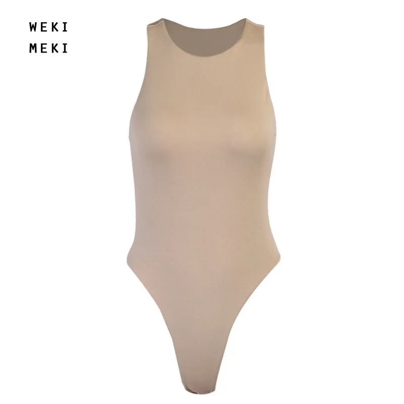 

WEKI MEKI WOMEN Skinny Solid Bodysuits Sexy Hollow Out White Black Woman Tops Bodysuit HY21035PF