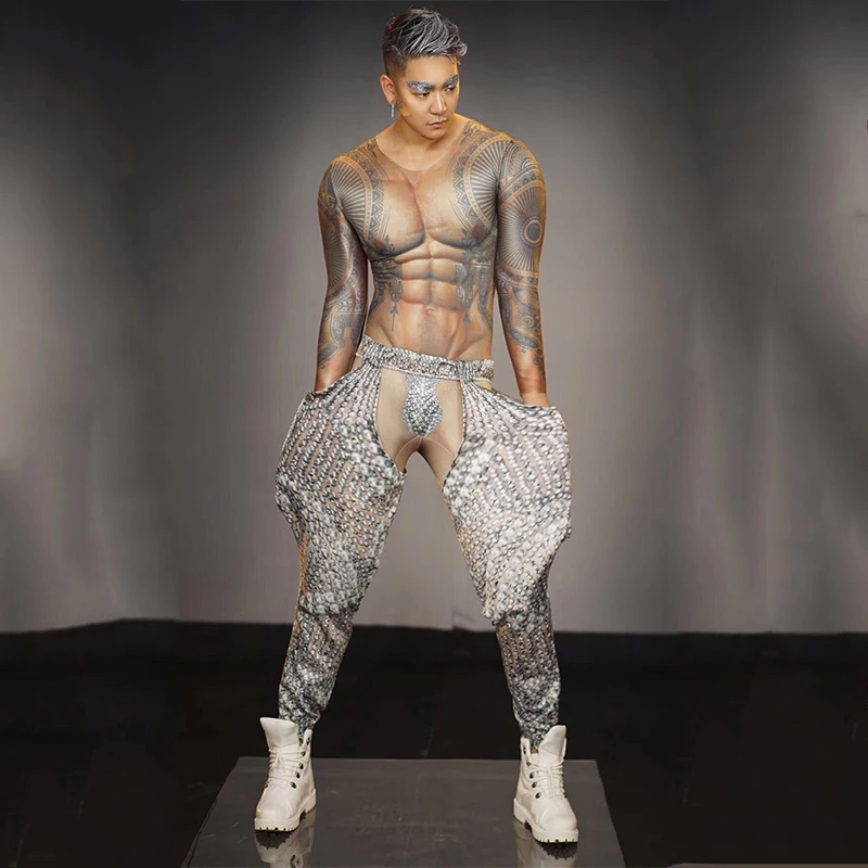 Сексуальные спортивные для ночного клуба мужские спандекс комбинезон