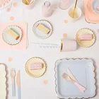 4-8 шт. 7 дюймов розовый синий День рождения Свадебные принадлежности для украшения торта блюдо одноразовая стандартная тарелка Детские душевые принадлежности