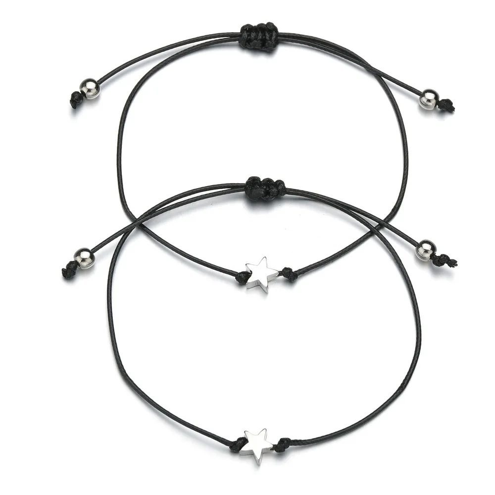 2020 NEW Handmade Braid Rope Chain Adjustable Couple Bracelet Simple Star Pendant Wish Card Lovers Women Men | Украшения и