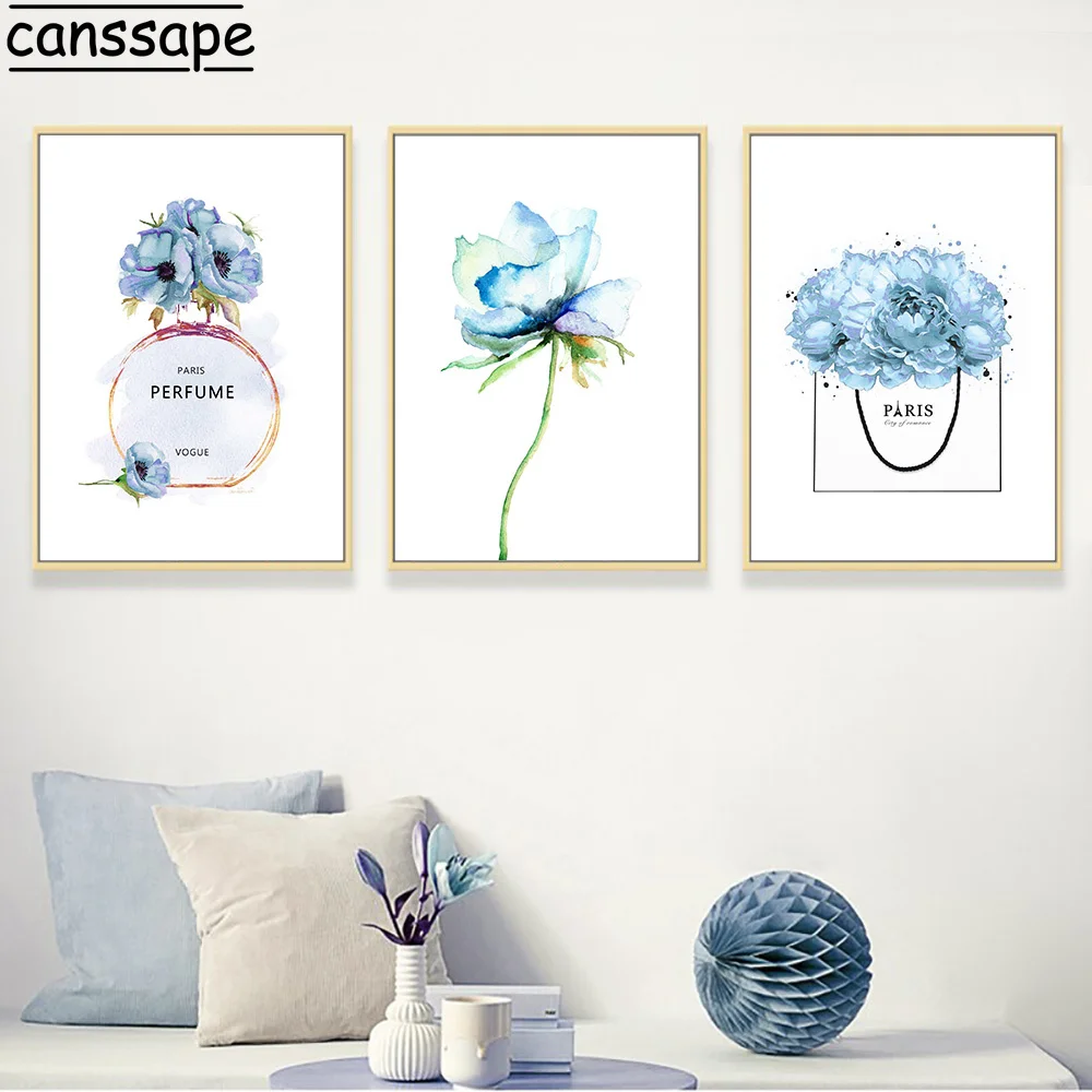 Постер для духов Картина на холсте синий настенный художественный постер парфюм