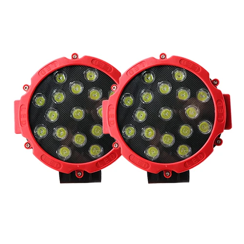 2X RED Niscarda 7 дюймовый круглый 51 Вт точечная Светодиодная рабочая лампа дальнего света светильник бар для внедорожных рабочими электрическими схемами внедорожный 4x4 4WD Лодка внедорожник Грузовик Джип 12V 24V - Цвет: 2X RED