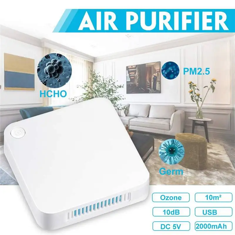 Очиститель воздуха с USB зарядкой комнатный мини дезодорант генератор озона для
