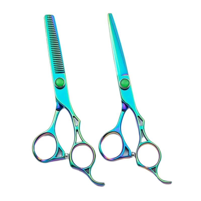 

Профессиональные салонные ножницы зеленого цвета из японской нержавеющей стали с титановым покрытием для стрижки волос, филировки, парикм...