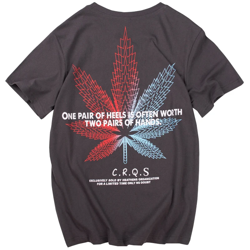 

FMZXG Summer Trend Brand Color Hemp Leaf Printing Short Sleeve T-shirt For Men