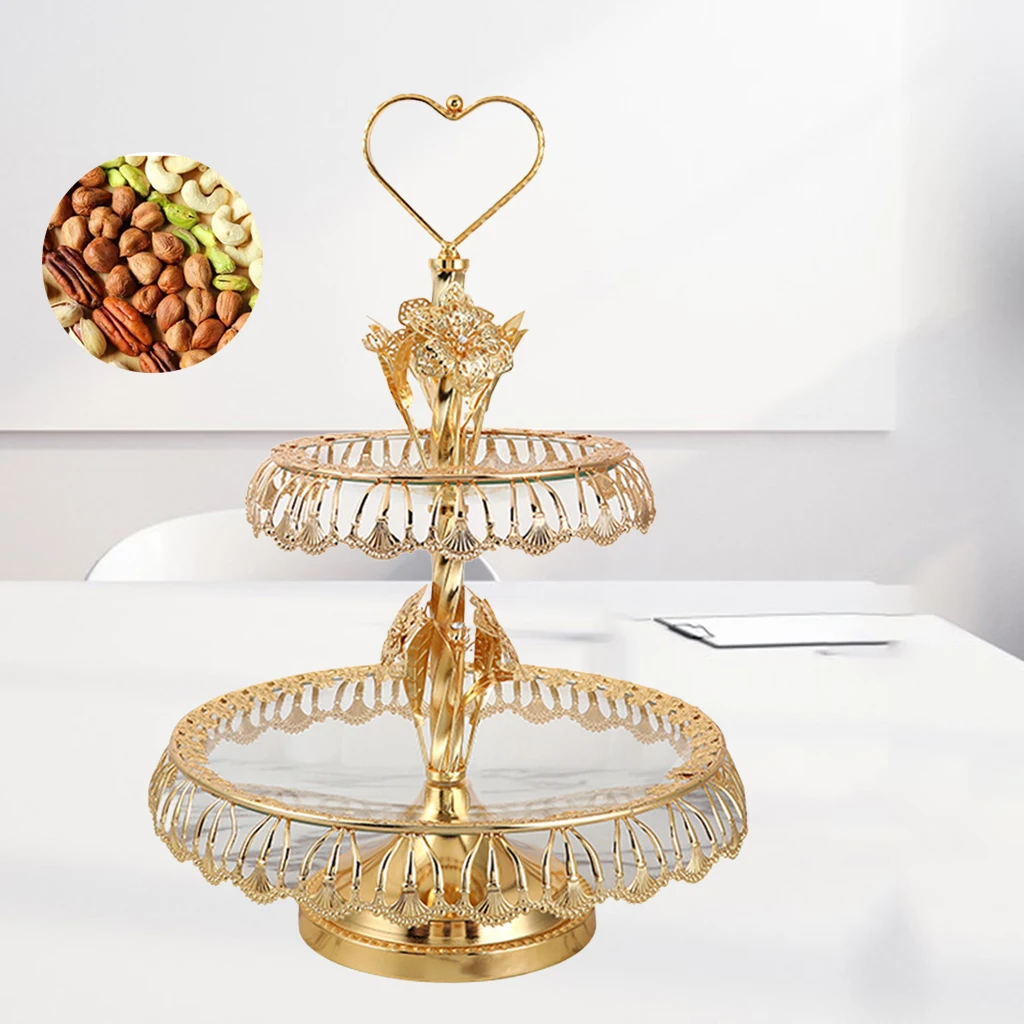 

2 Layer European Fruit Tray,Stackable Snack Serving Bowl, Dry Fruit Tray,Nut/Candy/Dried Fruit Display Storage Plate