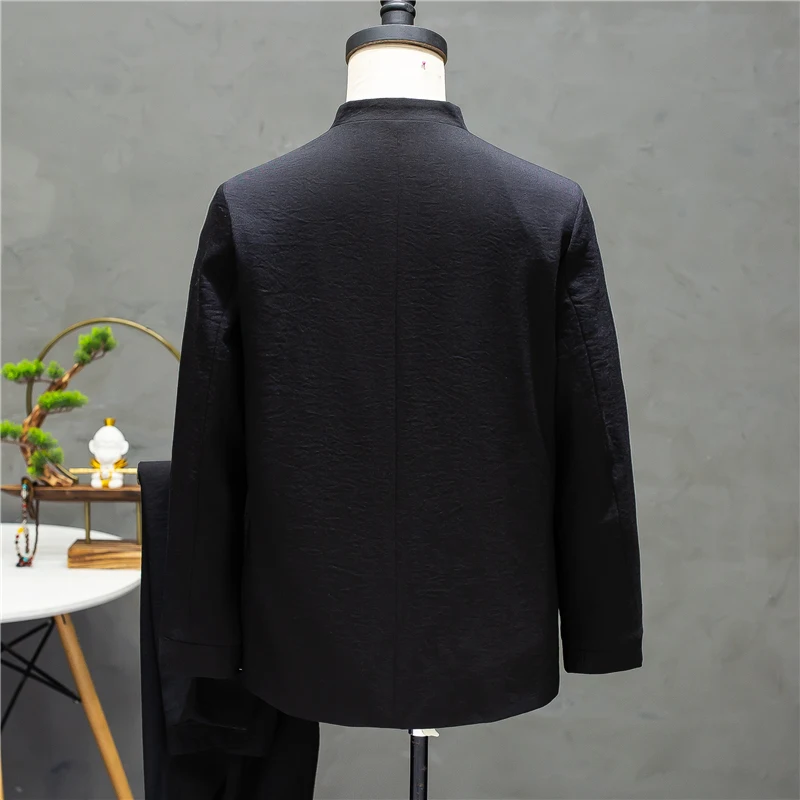 Мужской костюм с китайским воротником Свадебный приталенный пиджак смокинг и