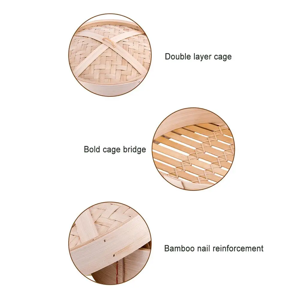 Пароварка из бамбука для приготовления рыбы риса овощей 7/8/9 дюймов|Пароварки| |