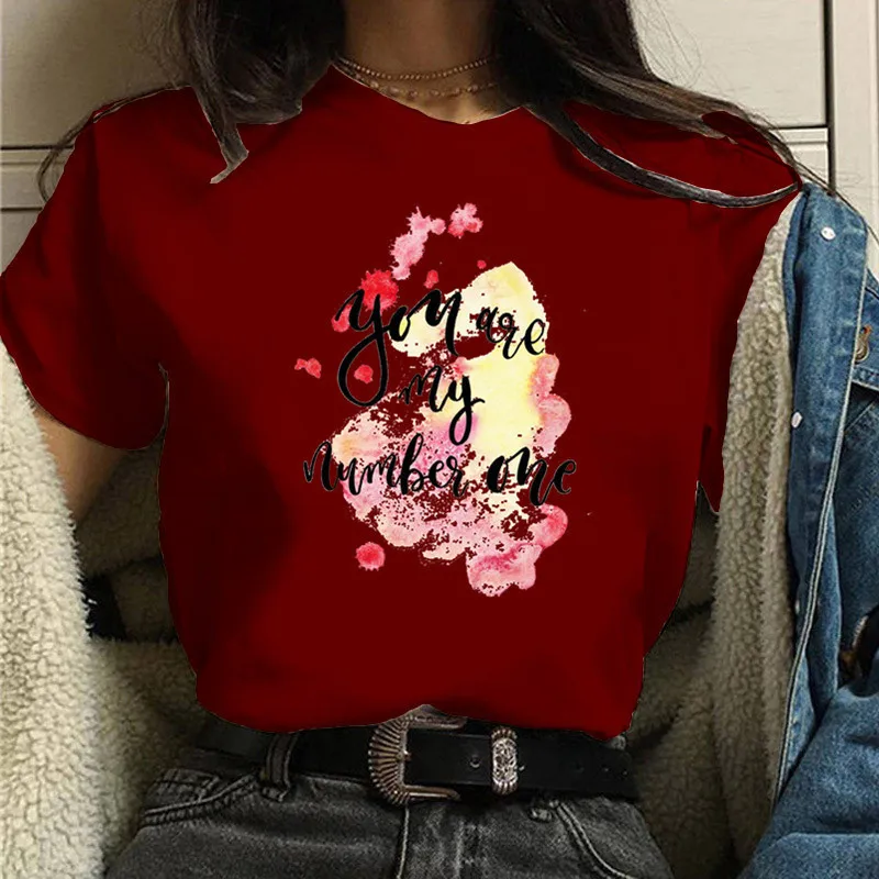 

You Are My No.1 Letter Print Women T Shirt Short Sleeve O Neck Loose Women Tshirt Ladies Tee Shirt Tops Clothes Camisetas Mujer