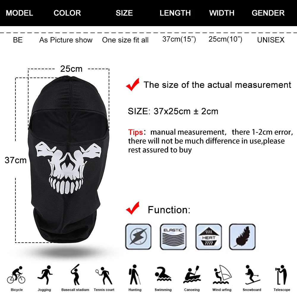 Мотоциклетная маска для лица с рисунком призрака черепа летняя Балаклава
