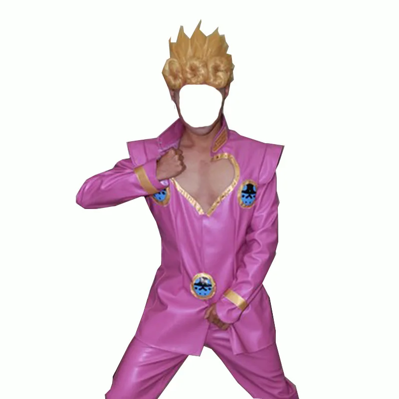 Anime JoJo's Bizarre Adventure Golden Wind Cosplay Giorno Giovanna Cosplay Costume Pink Suit Uniform Halloween Carnival Made 11