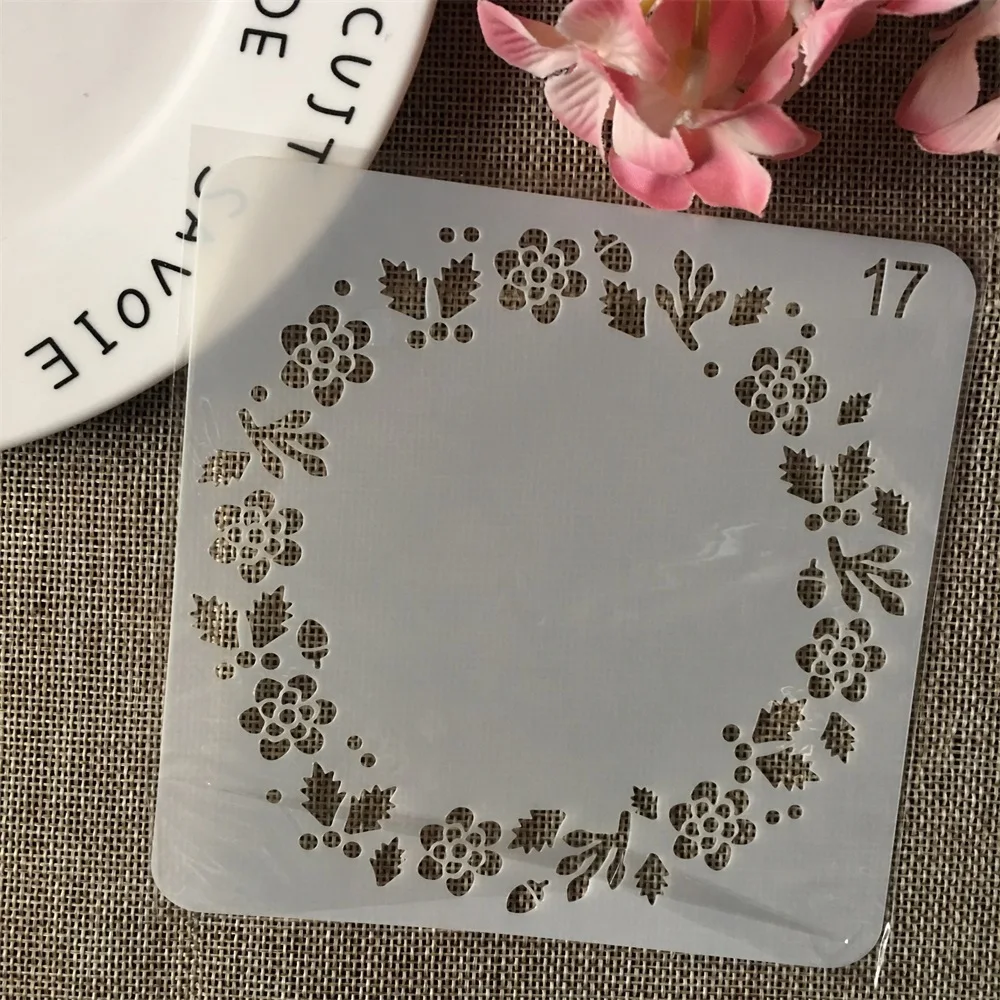 13 см цветок лист Гирлянда DIY слойные трафареты настенная живопись фотография