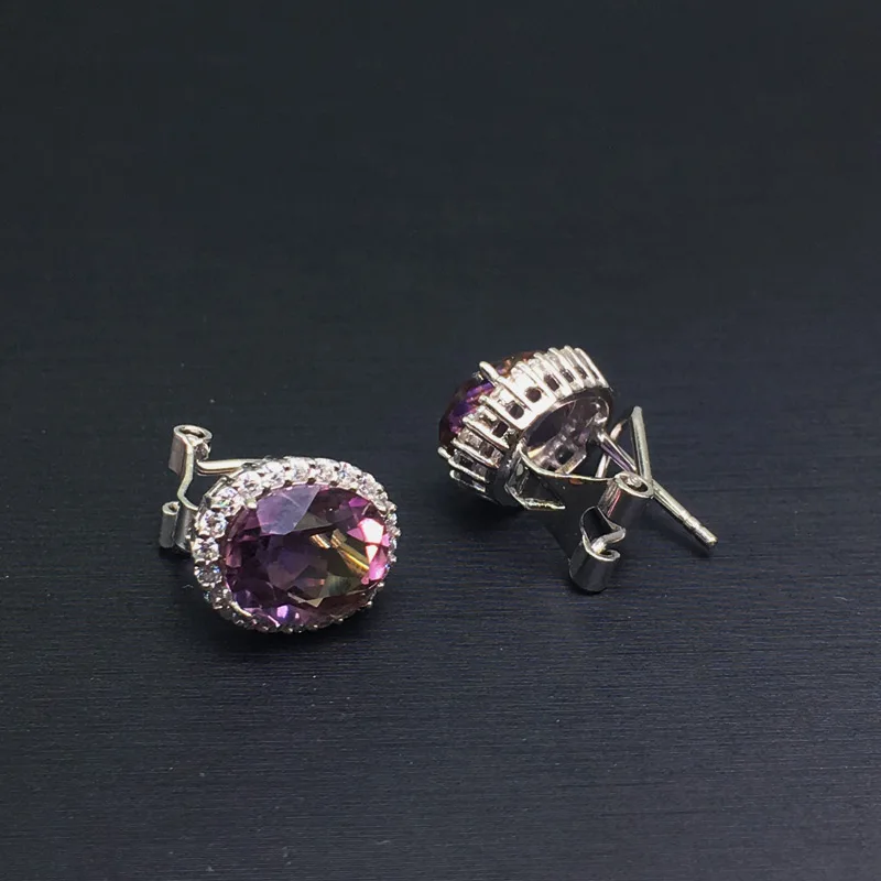 Женские серьги из серебра 925 пробы с аметрином кварца 8 х10 мм | Украшения и