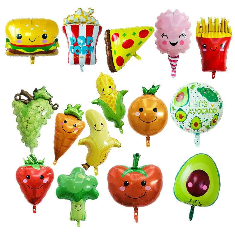

1pcs Hamburg ice cream Popcorn cake Pizza food fruit vegetable blballoon birthday party decoration cake shop inflatable balloons