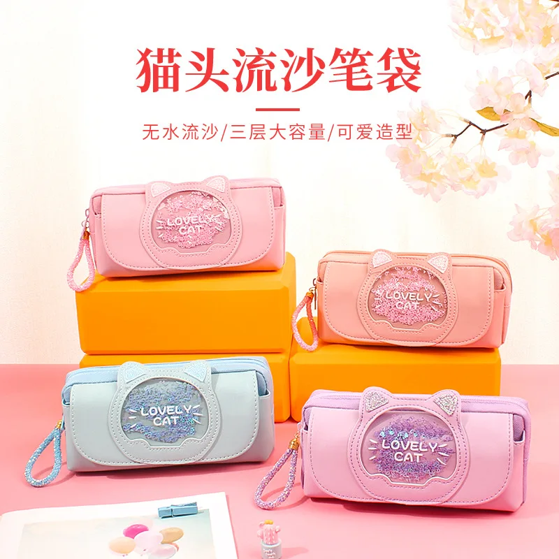 Pencil Case Stationery Case Korean Style Canvas Stationery Quicksand Cute Stationery Box Creative Pencil Case Pencil Case