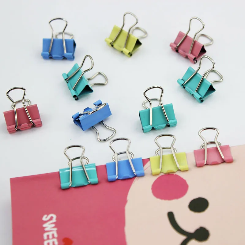 

60 PCS/lot Colorful Metal Binder Clips Paper Clip 15mm Office School Stationery Binding Learning Supplies Color Random