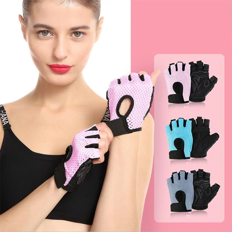 

Summer Women Men Silicone Non-Slip Sweat-Proof Breathable Fitness Sports Outdoor Bike Half-Finger Gloves Gym Power Bicycle Glove