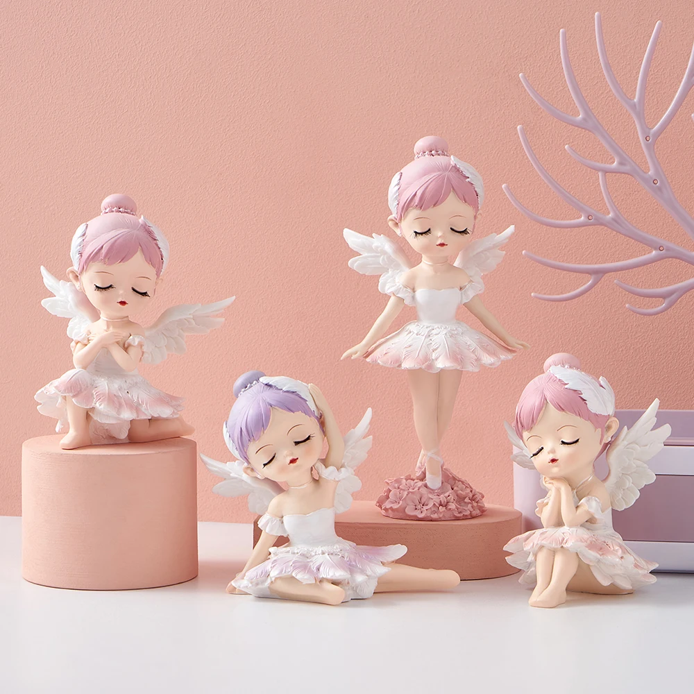 

Cute Ballet Girl Miniature Figurines Doll Home Decor Angel Resin Statue Kawaii Room Decor Children Toys Fairy Garden Decor Gift