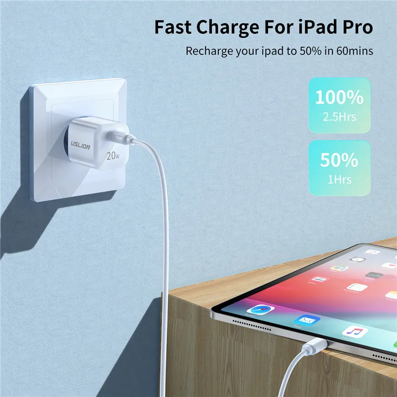 

USLION 20W USB C Fast Charger For iPhone 12 PD Quick Charge 3.0 Type C Fast Charging For Xiami mi 11 10 Samsung A51 EU Adapter