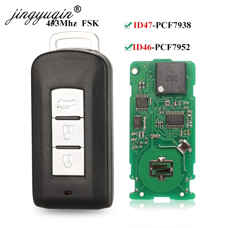 Jingyuqin 3 кнопки Smart Remote брелок FSK 433 МГц ID46 ID47 чип для Mitsubishi Lancer Outlander ASX Eclipse Cross 7952