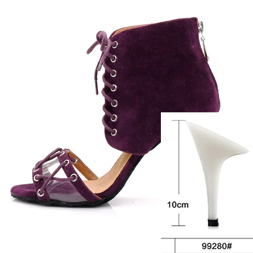 purple heel 10cm WUXIJIAO/туфли для латинских танцев; женские черные сапоги на высоком каблуке в английском стиле; удобная обувь для сальсы; вечерние туфли на молнии сзади - Цвет: purple heel 10cm