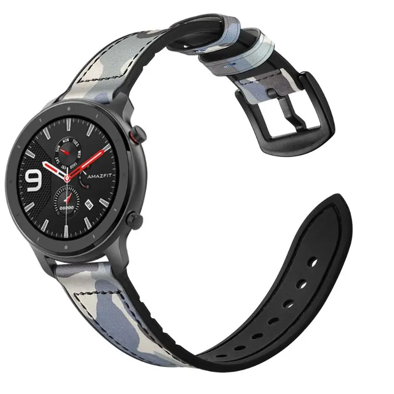 Camouflage Blue 1 шт. ремешок для часов из натуральной кожи ремешок для AMAZFIT GTR 42 мм/47 мм Смарт-часы - Цвет: Camouflage Blue