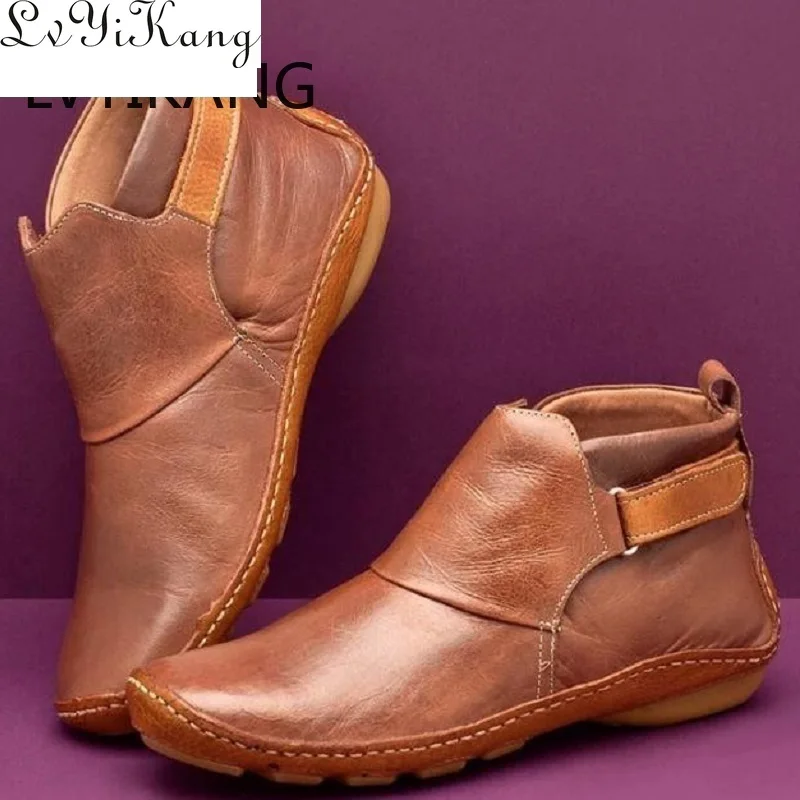 Женские ботинки из искусственной кожи осенние ботильоны повседневные женские на