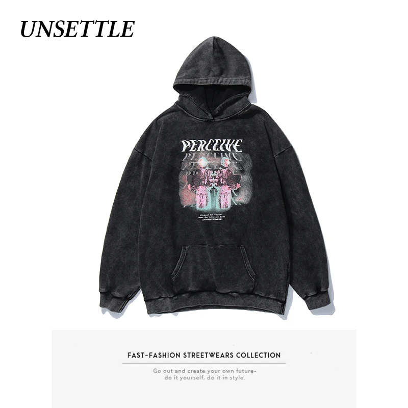 Толстовка мужская оверсайз с принтом в стиле ретро|Мужские толстовки и свитшоты|