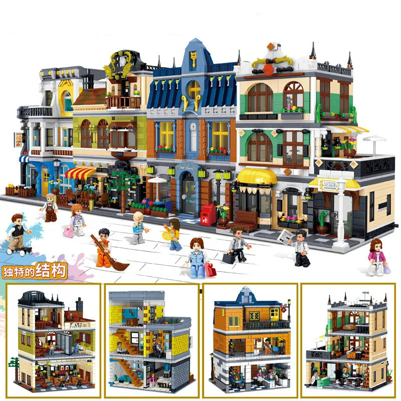 Zhegao QL0934-0937 City Stree View Series кофейный домик Хилл таверна строительный блок