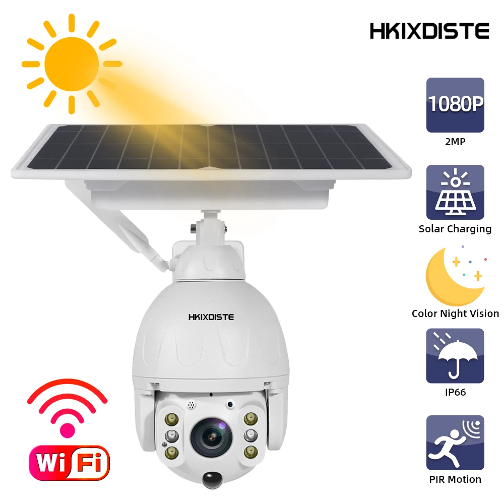 

HKIXDISTE Панели солнечные PTZ IP Камера 1080P открытый безопасности Беспроводной Камера пассивный инфракрасный детектор движения CCTV видео Камеры С...