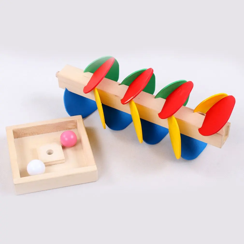 Pelota de canicas con &Aacute;rbol de madera para ni&ntilde;os y beb&eacute;s, juguete educativo para edades tempranas, bloques de juguete educativo Montessori-0