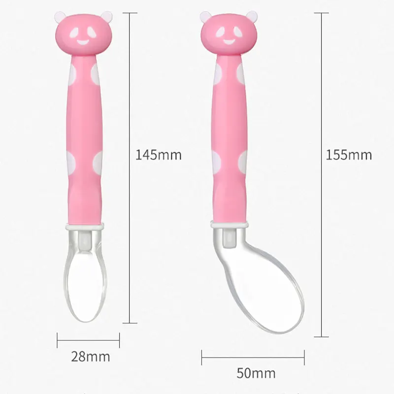 

Soft Feeding Spoon Panda Infant Baby Silicone Cartoon Tableware Spoons Dishes Utensils Feeding Training Spoon Learning Spoons