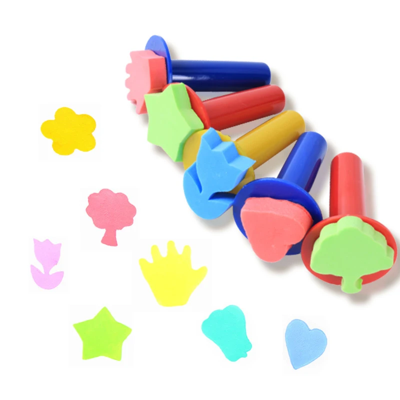 Sellos de esponja para ni&ntilde;os y ni&ntilde;as, Juguetes educativos, manualidades, pintura, aprendizaje, colorear y dibujar, 5 uds.-1