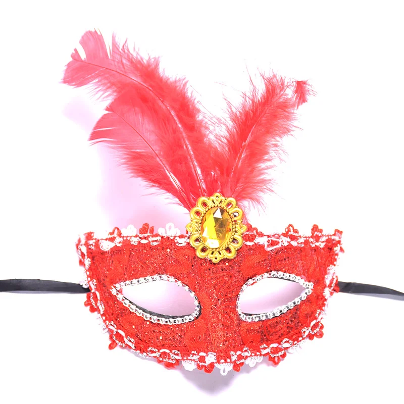 С отделкой кружевом и пером маска для Венецианского маскарада карнавал