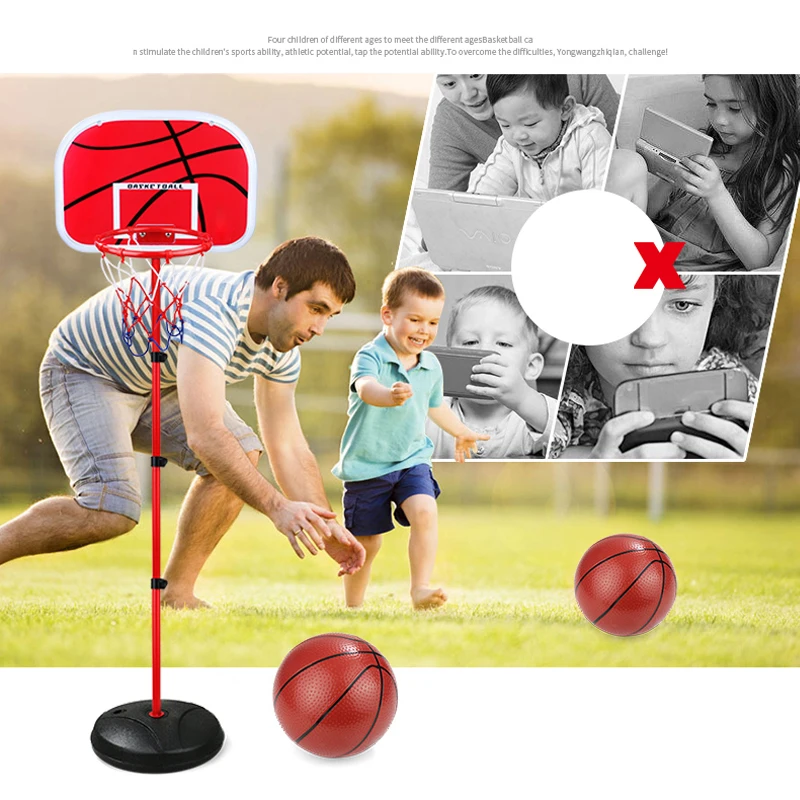 

170CM Basketball Rack Height Adjustable Children's Basketball Hoop Toy Set Boy Training Exercise Accessories with 2 Basketballs