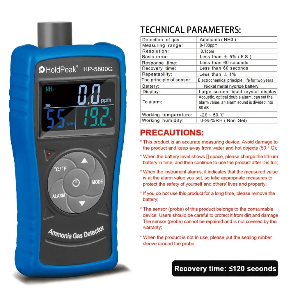 HOLDPEAK HP 5800G аммиака газовый детектор Тестер монитор частиц профессиональный