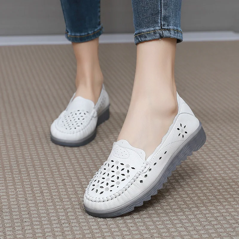 

Женские туфли на плоской подошве, повседневные мягкие туфли из натуральной кожи, лоферы в винтажном стиле, лето 2022