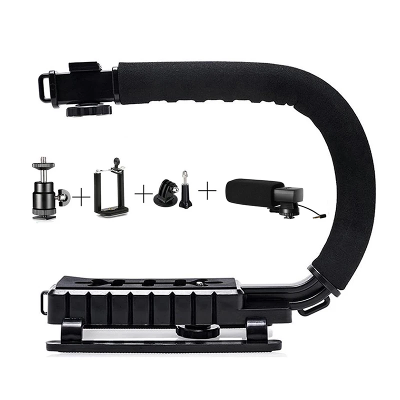 U Grip MIC02 Mamen U Grip камера стенд с кронштейном держатель ручка микрофона ручной стабилизатор для DSLR DV видео Vlog съемки фотографии - Цвет: U Grip MIC02