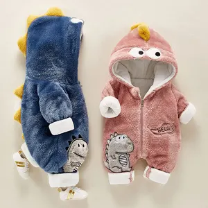 Baby Boy Winter Clothes Newborn Infant Baby Boys Girls Jumpers Winter Long Sleeve Cartoon Fleece Hooded Romper Jumpsuit Outfits