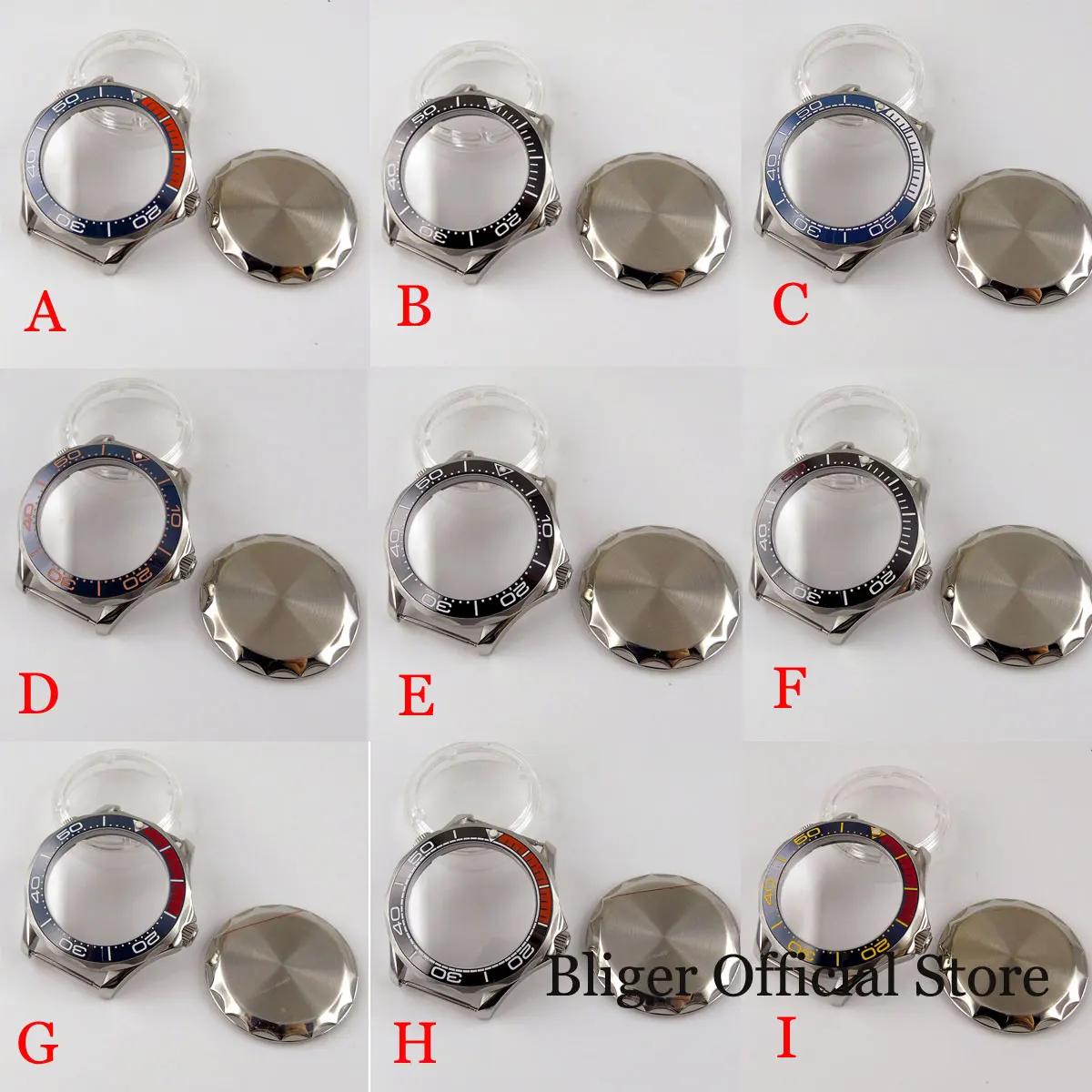 BLIGER Automatic Watch Case fit NH35A NH36A MIYOTA 8215 MINGZHU 3804 Seeing Back Ceramic Insert Sapphire Crystal Screwdown Crown
