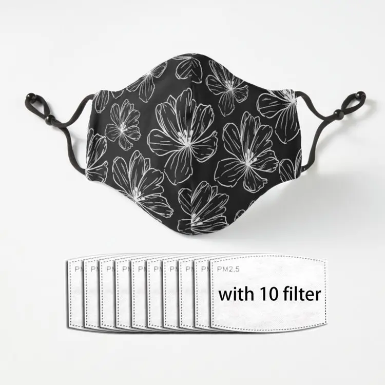 

Black and white flower pattern Outdoor Cycling Fishing Motorcycle Face Masks Fashion Paris Luxury Hot Brand Streetwear