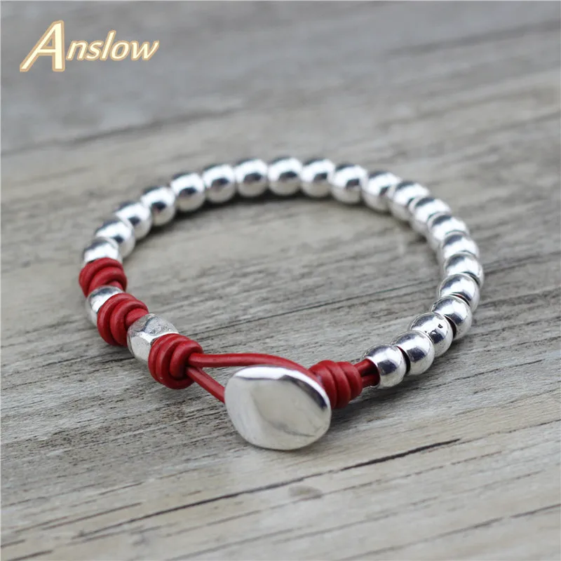 

Anslow Fashion Jewewlry Trendy Handmade DIY Beads Leather Bracelet For Women Men LOW0810LB