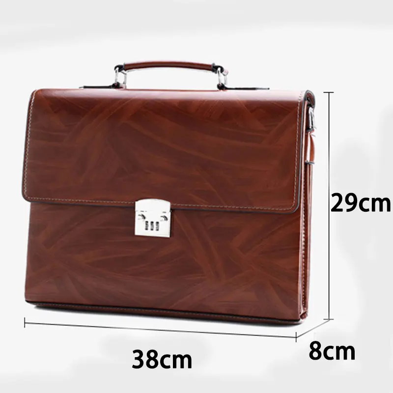 

Business Style Handbag Men's Leather PU Material Briefcase Shoulder Messenger Computer Bag Retro Fashion Men's Bag Password Lock