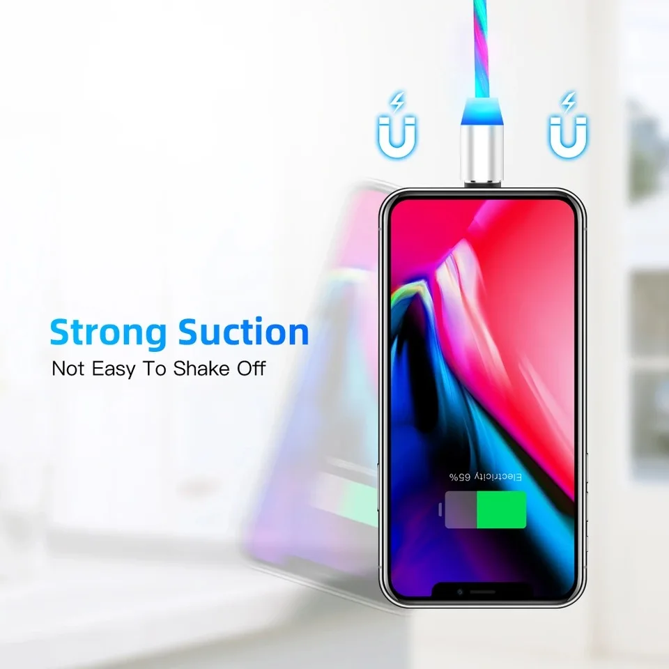 Магнитный светодиодный кабель Micro USB для Samsung S10 S9 Type c зарядка iPhone магнитное