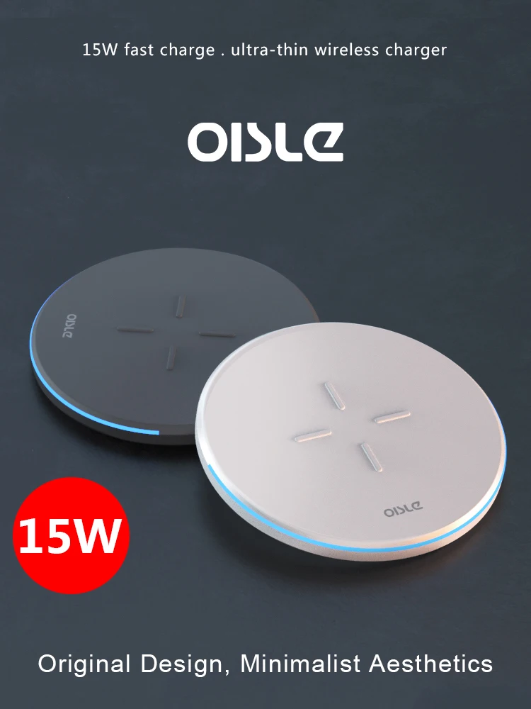 Беспроводное зарядное устройство OISLE 15 Вт max Qi для iPhone X 11, быстрая зарядка и для Samsung S10 Plus, huawei P30 Pro, mate20, зарядное устройство