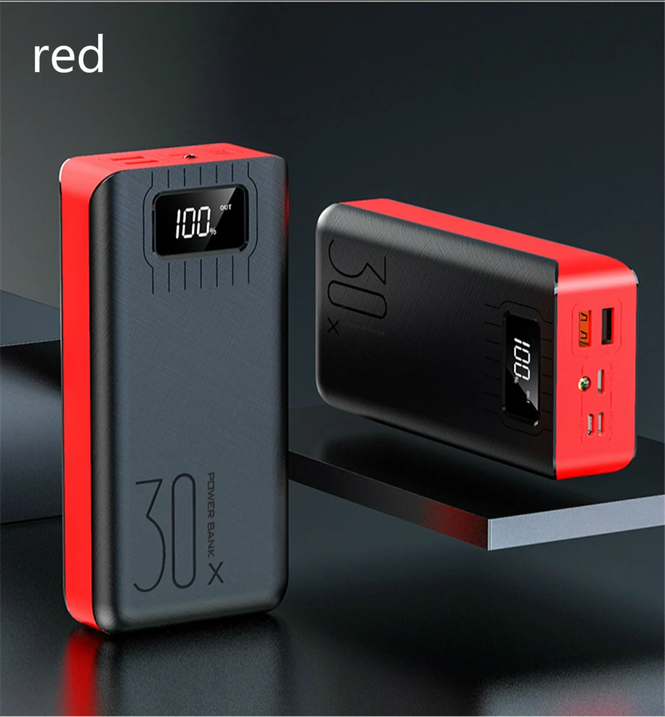 red 50000 мАч Внешний аккумулятор для iPhone X XS MAX 11 pro Xiaomi Mi 9 8 Pover Bank 2 USB светодиодный внешний аккумулятор для зарядки - Цвет: red